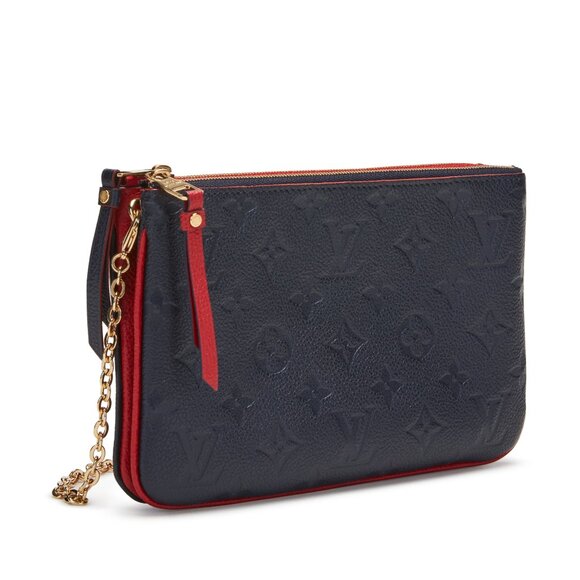 Louis VUITTON Navy and Red Monogram Empreinte Leather Double Zip Pochette - Picture 2 of 6